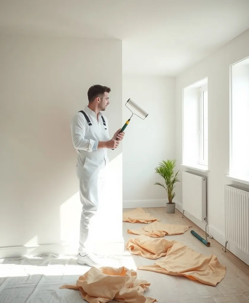 Peintre en bâtiment au travail dans le Rhône
